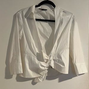 Vintage Lafayette 148 New York Tie Front Button Down Shirt